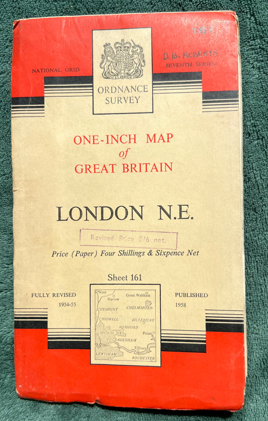 1950s One Inch ORDNANCE SURVEY Map of London N.E. on Paper No 161