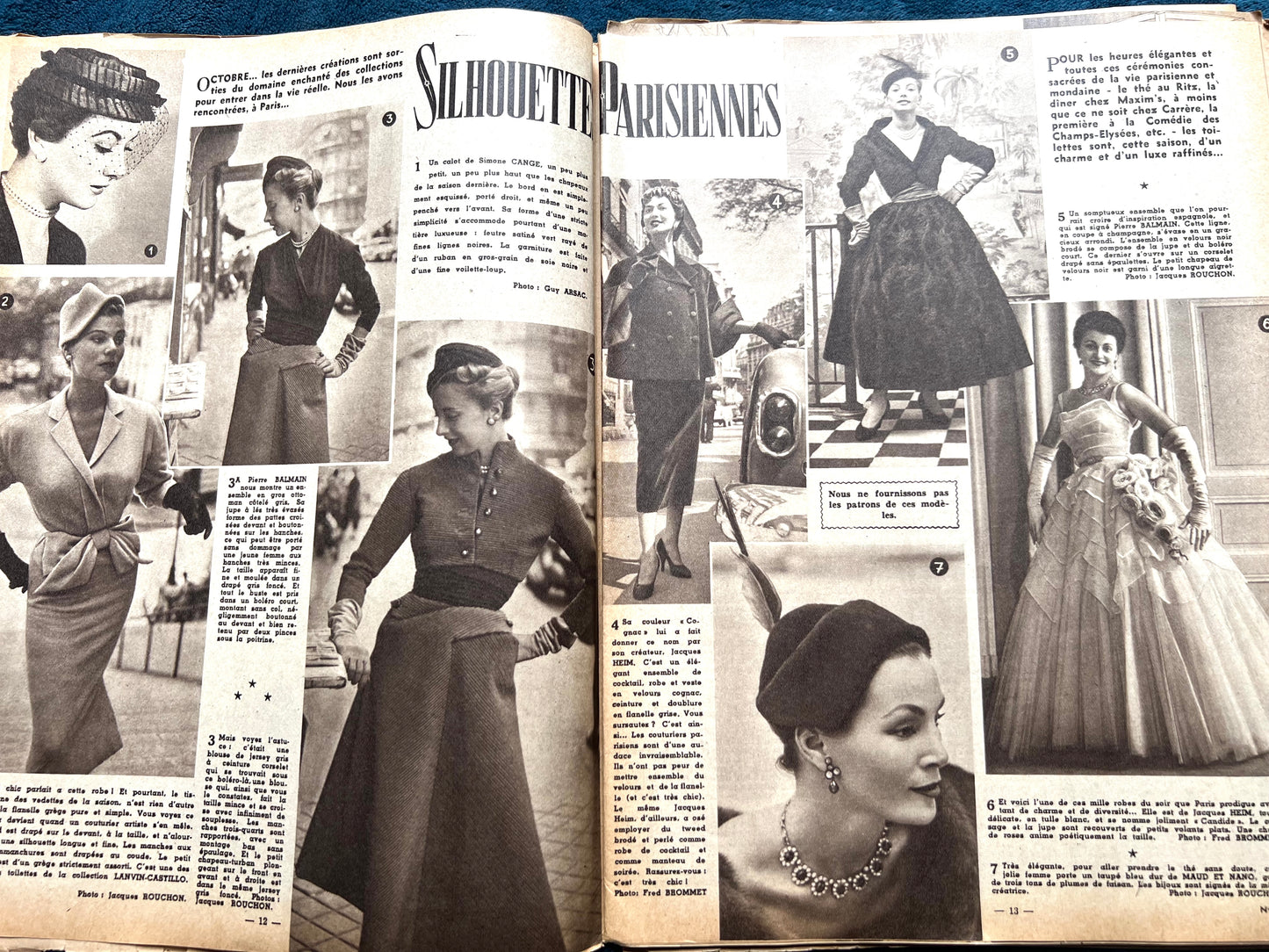 Nightwear and Needlework Patterns in October 1953 French Women's Magazine Femmes d'Aujourd'hui with Pattern