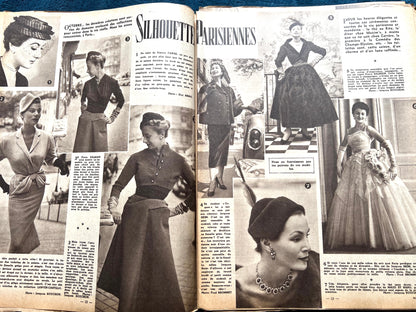 Nightwear and Needlework Patterns in October 1953 French Women's Magazine Femmes d'Aujourd'hui with Pattern