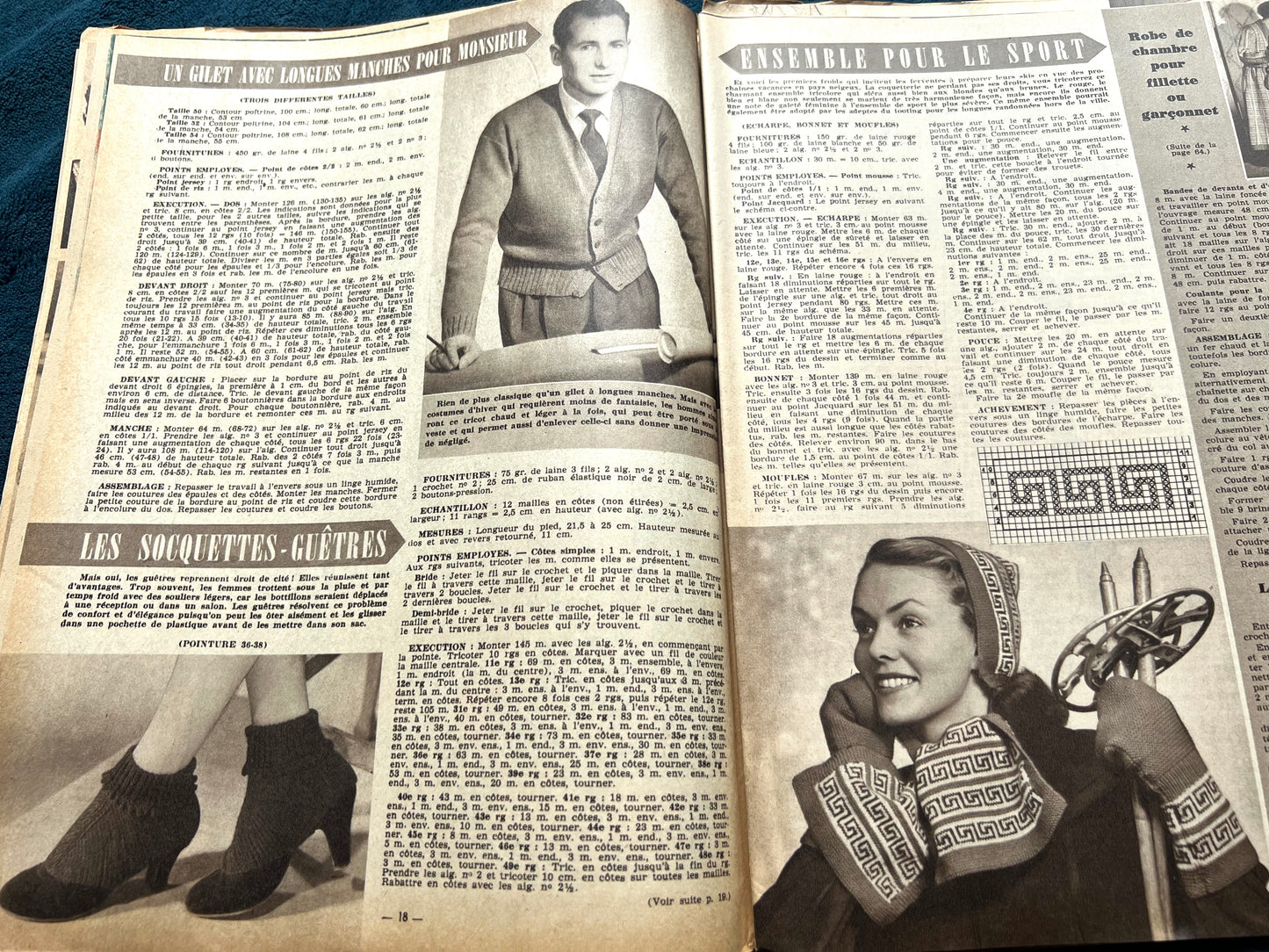 Nightwear and Needlework Patterns in October 1953 French Women's Magazine Femmes d'Aujourd'hui with Pattern