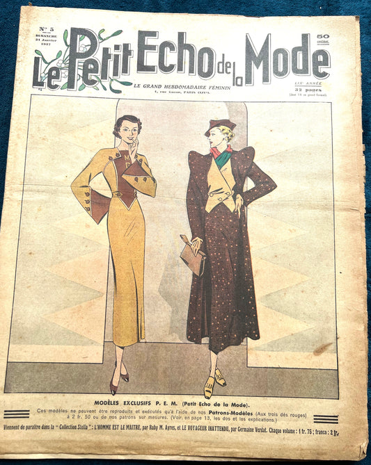 Elegant Winter Outfits in January 1937 French Fashion Paper Le Petit Echo de la Mode