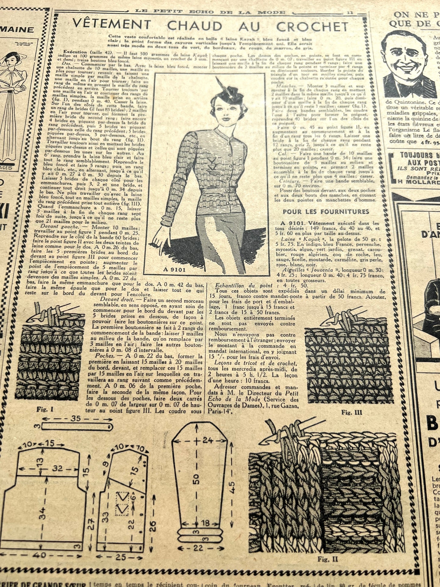 Elegant Winter Outfits in January 1937 French Fashion Paper Le Petit Echo de la Mode