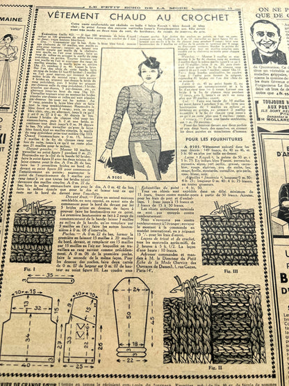 Elegant Winter Outfits in January 1937 French Fashion Paper Le Petit Echo de la Mode