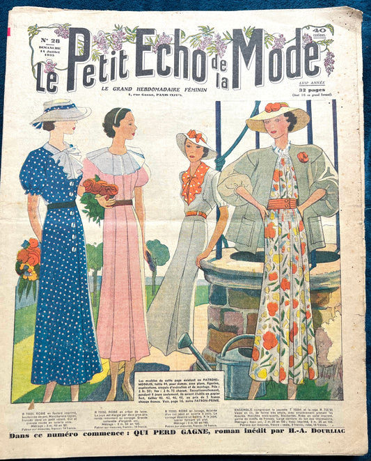 1930s Summer Holiday Fashions in July 1935 French Fashion Paper Le Petit Echo de la Mode