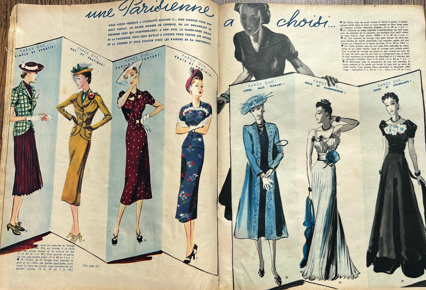 1930s Summer Fashions in  3rd June 1938 French MARIE CLAIRE no. 66