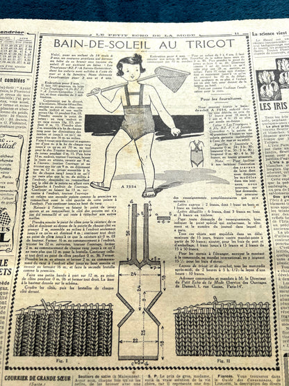 1930s Summer Holiday Fashions in July 1935 French Fashion Paper Le Petit Echo de la Mode