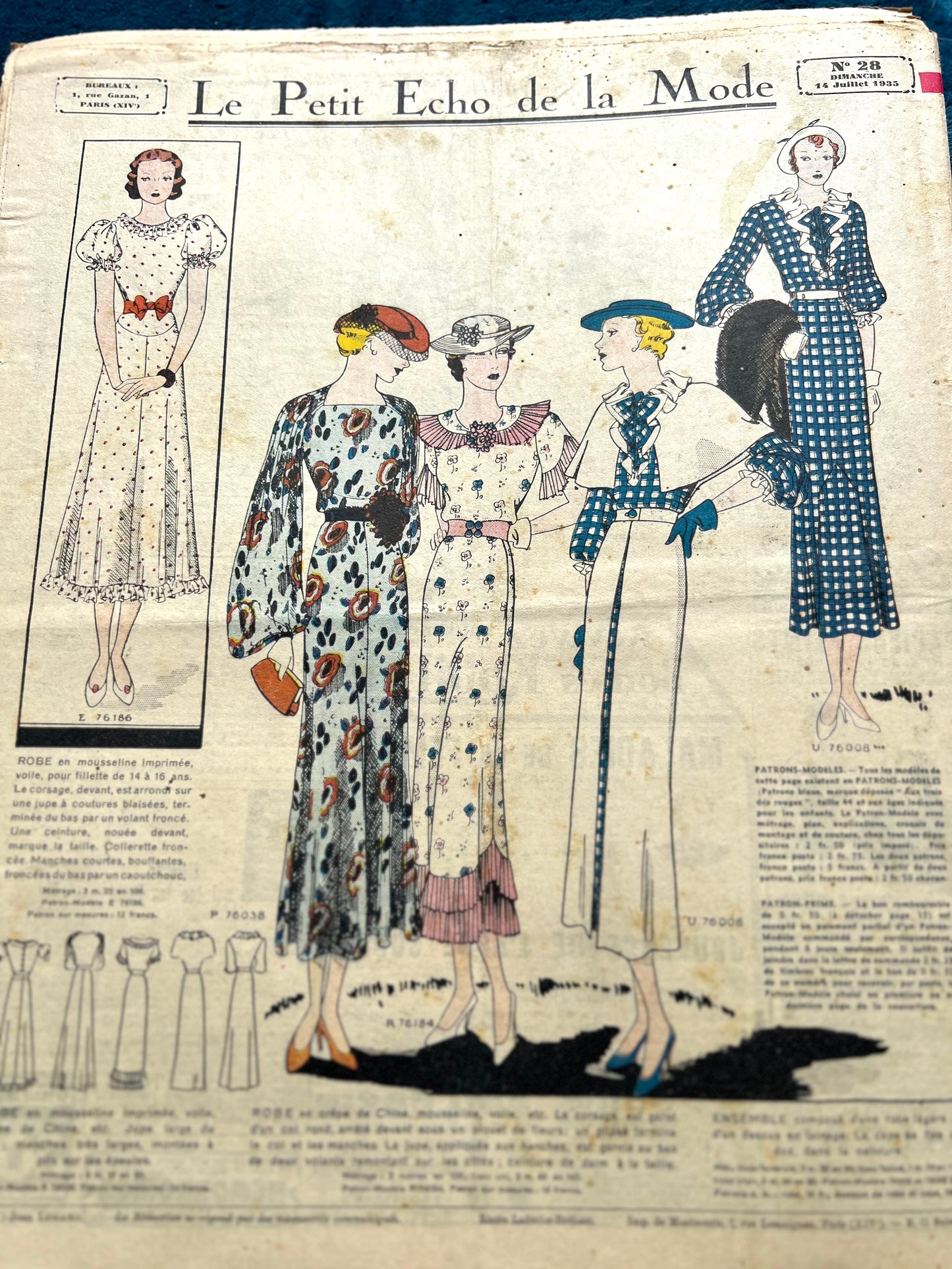 1930s Summer Holiday Fashions in July 1935 French Fashion Paper Le Petit Echo de la Mode