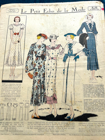 1930s Summer Holiday Fashions in July 1935 French Fashion Paper Le Petit Echo de la Mode