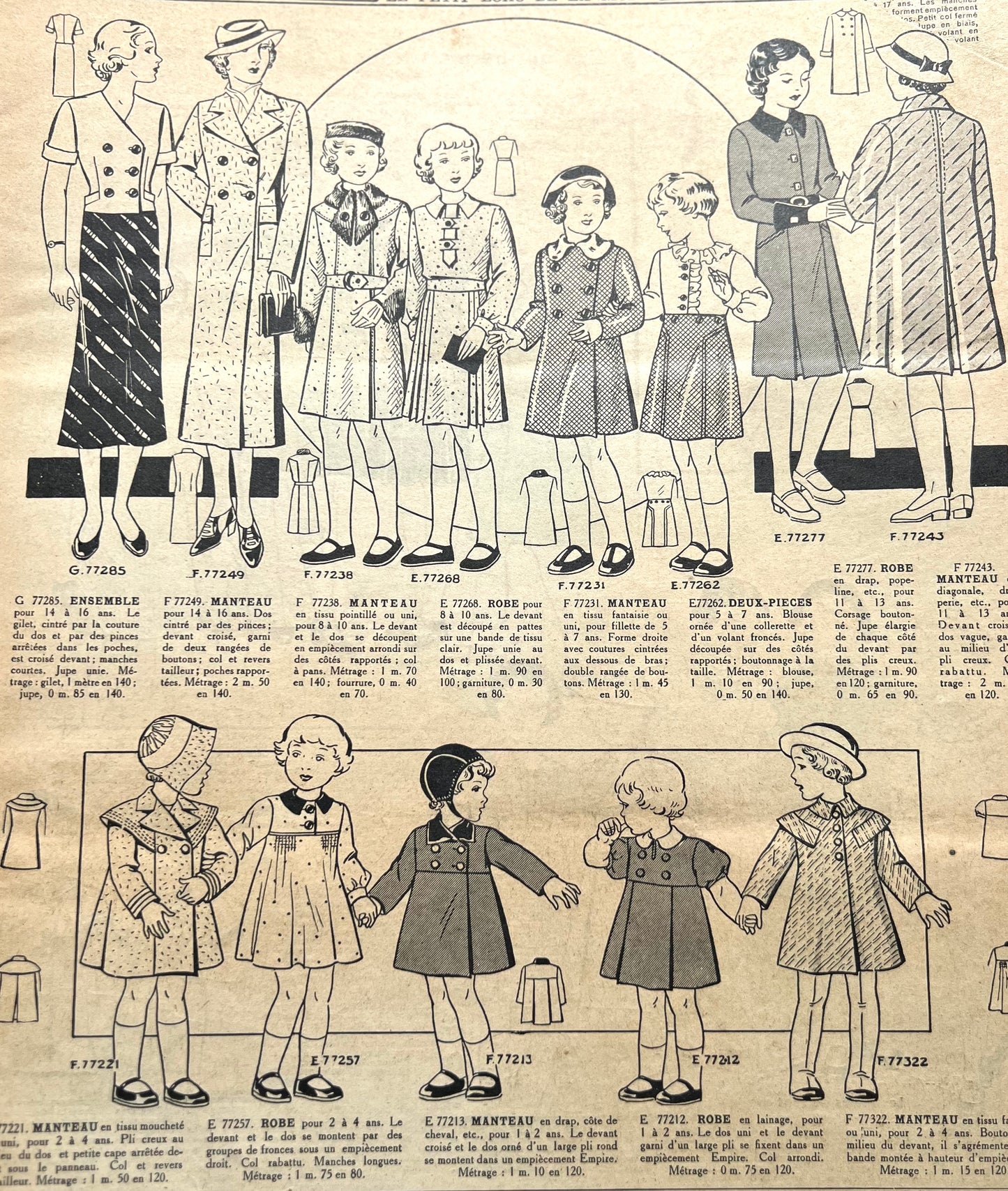Such Neat Children in October 1935 French Fashion Paper Le Petit Echo de la Mode