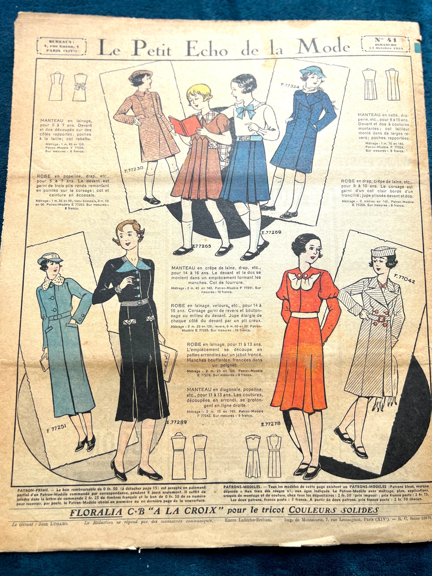 Such Neat Children in October 1935 French Fashion Paper Le Petit Echo de la Mode