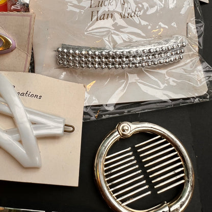 10 Vintage Silver and White Hair Accessories