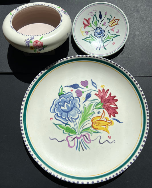 3 Pieces of 1950s - 70s Hand Painted Poole Pottery