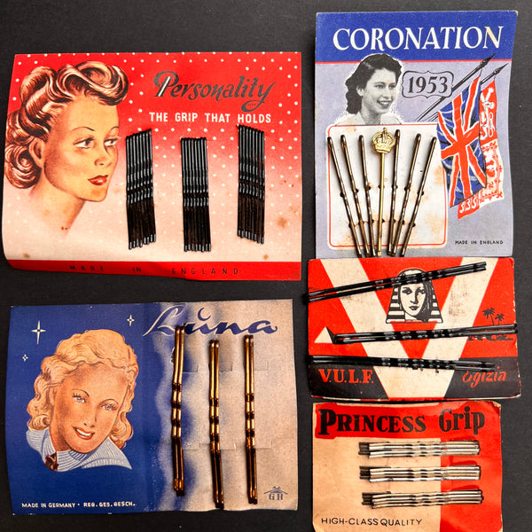 5 Vintage Hair Pin Display Cards