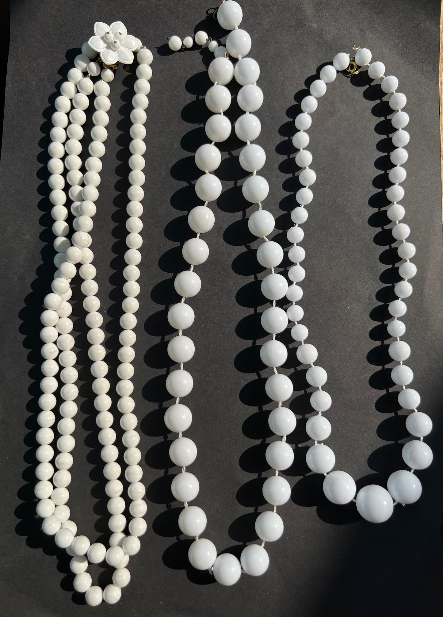 Job Lot of 20 Vintage White Bead Necklaces - 7 Different Designs.