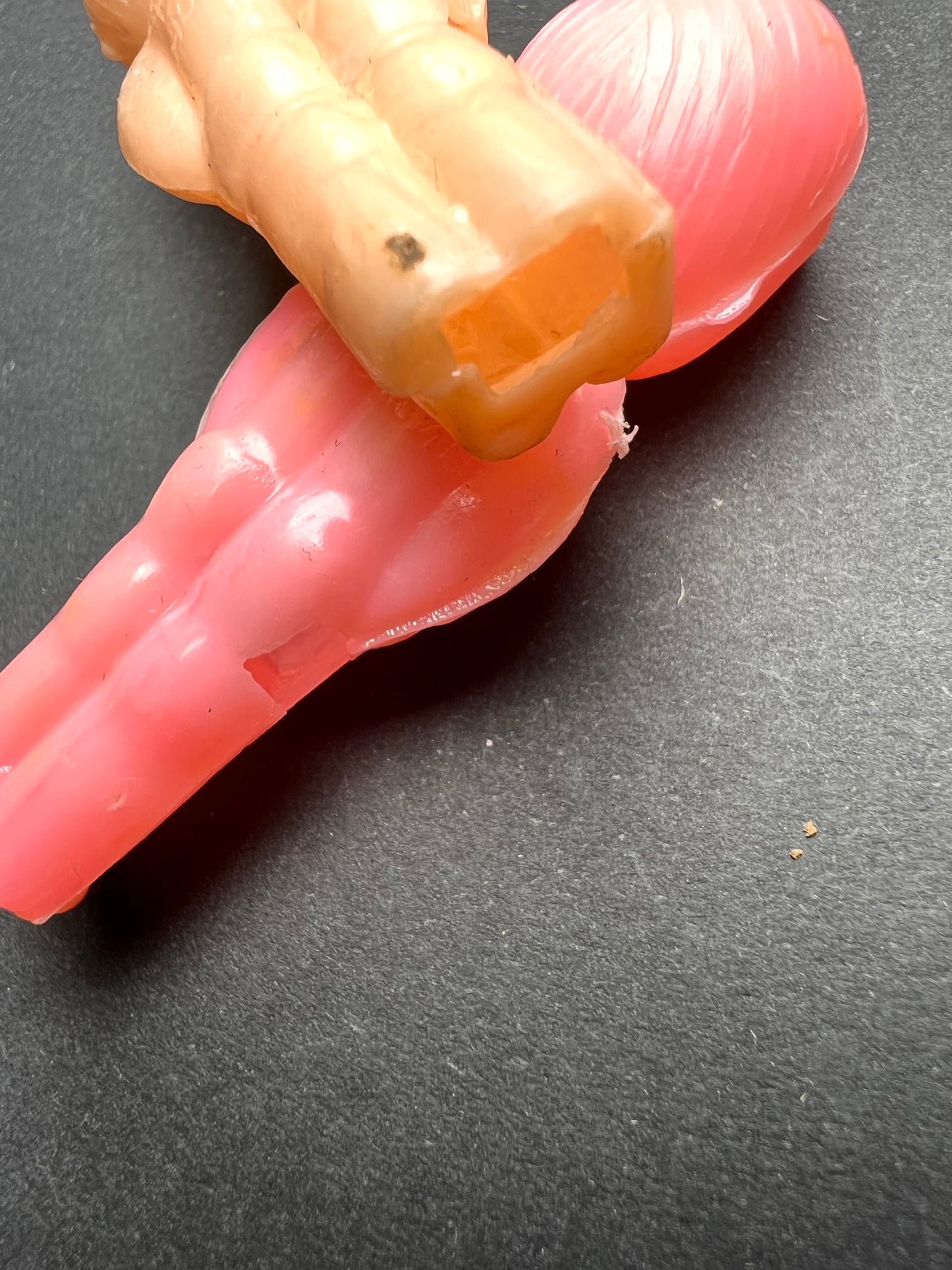Exceptionally Scary Vintage Whistles .. Naked Figures with Blank Eyes, LONG Fingers + Flat Heads