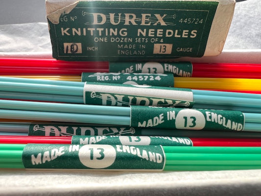 Box of 12 Sets of 4 Double Ended DUREX Casein KNITTING NEEDLES Gauge 13 - 10 or 12"