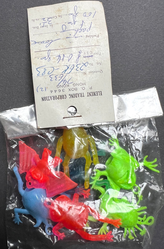 Vintage Salesman's Sample Bag of Neon Monster Pencil Toppers