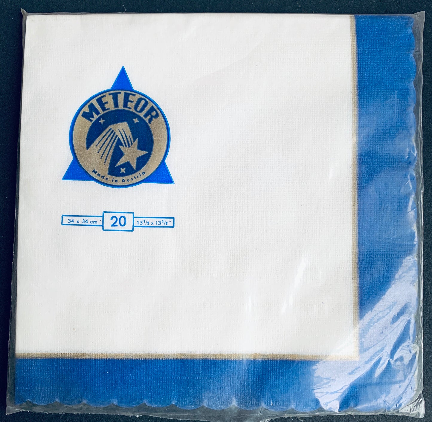 2 Packets x 20 Mid Century METEOR White and Blue Paper Napkins