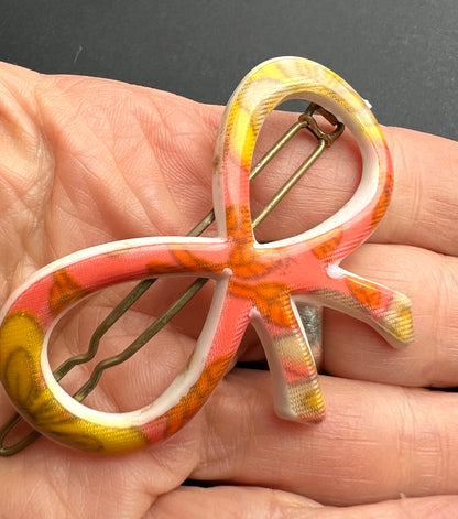 French 1960s Ever So Slightly Psychedelic Bow Hair Clip