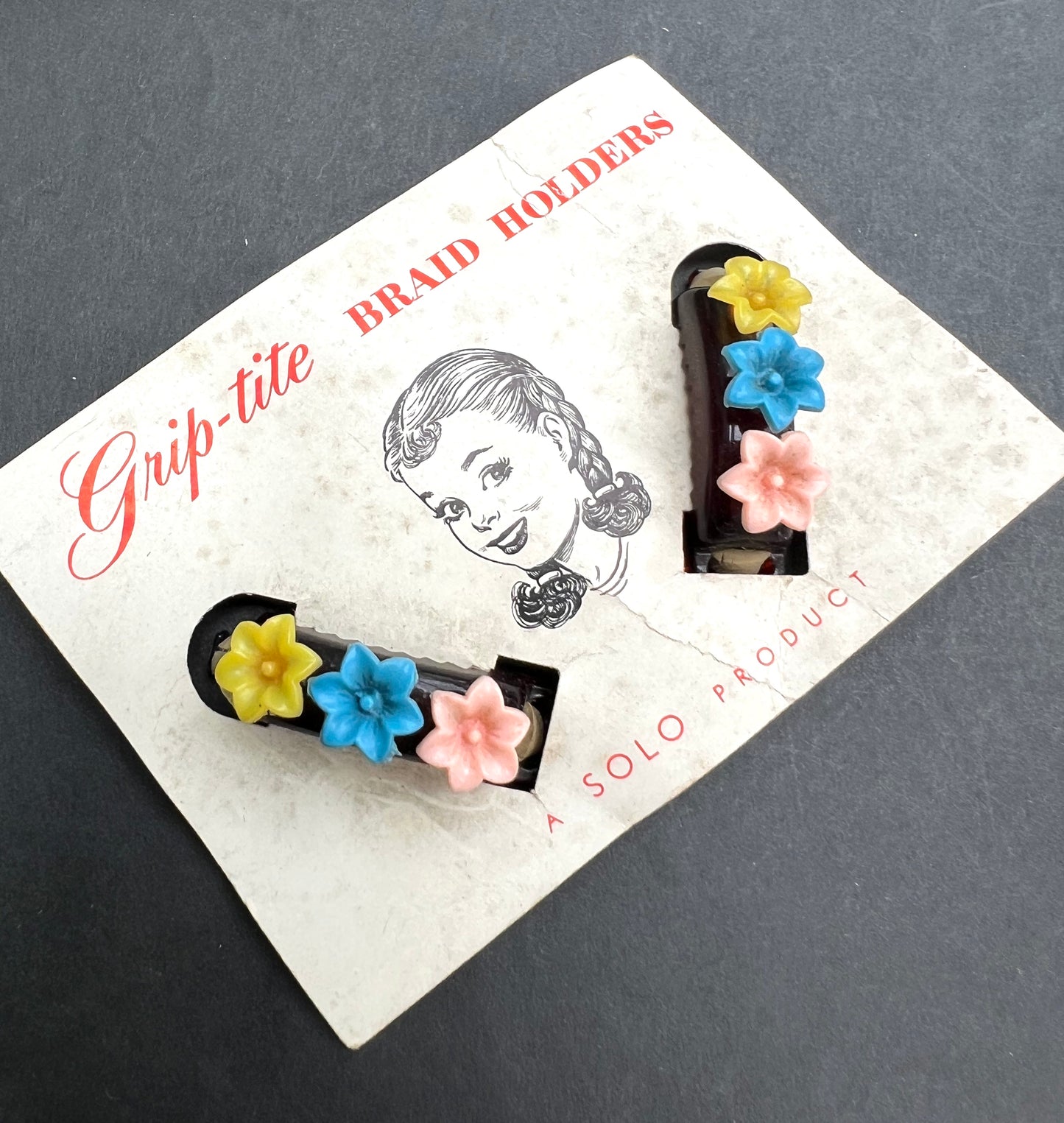 Very Pretty Little 1950s Grip-tite BRAID HOLDERS