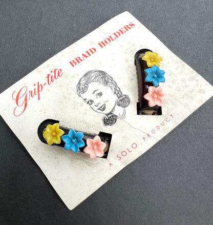 Very Pretty Little 1950s Grip-tite BRAID HOLDERS