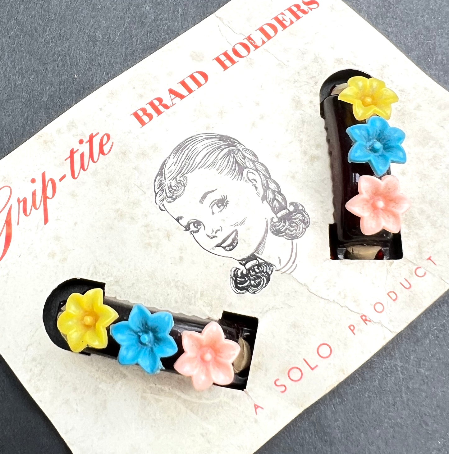 Very Pretty Little 1950s Grip-tite BRAID HOLDERS
