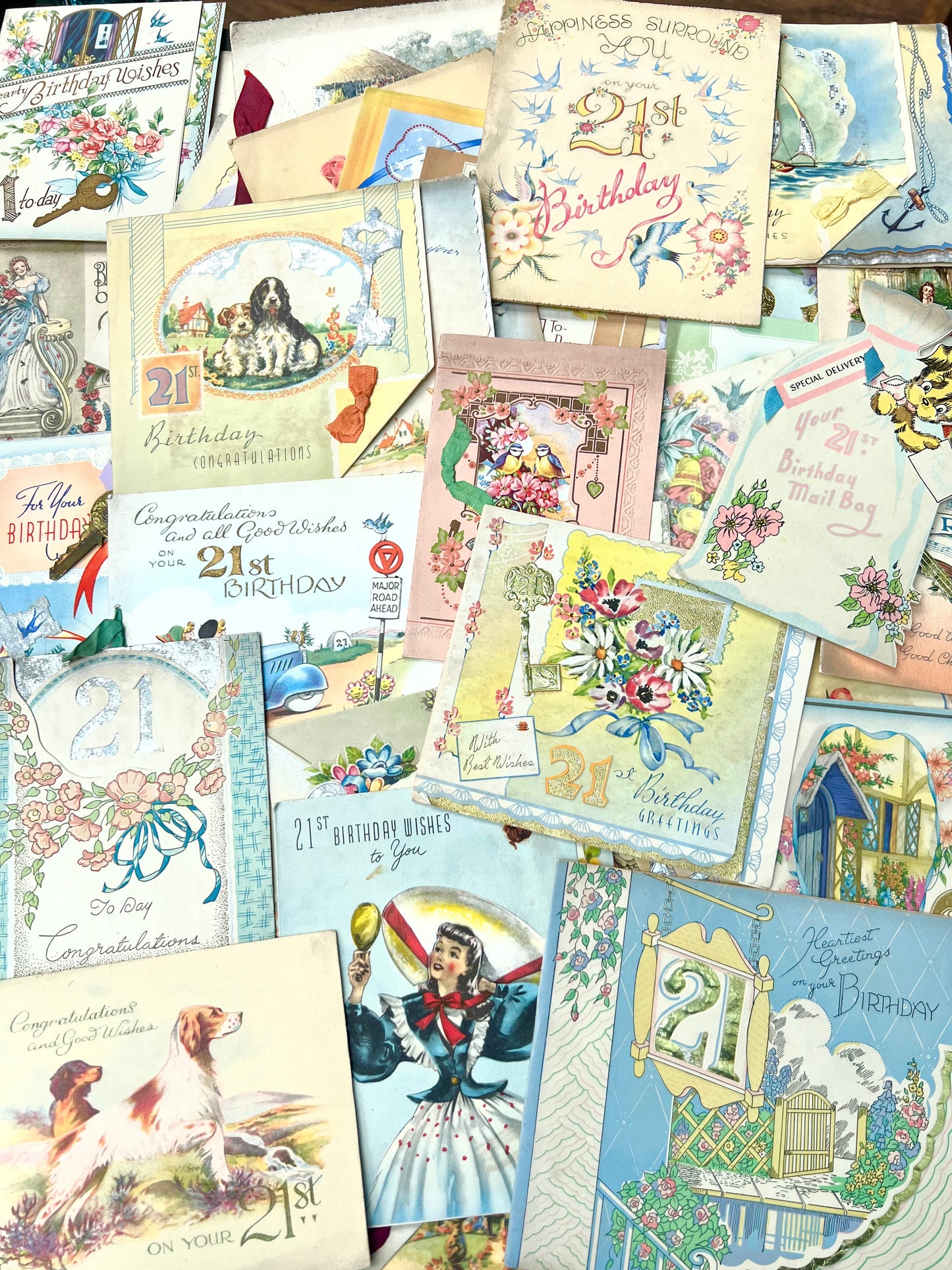 84 x 21st Birthday, Wedding + Greetings Cards from the 1950s to Doris + Alex