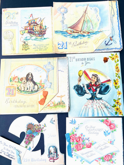 84 x 21st Birthday, Wedding + Greetings Cards from the 1950s to Doris + Alex