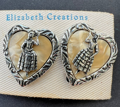 Vintage Dancing Figures Clip On Earrings