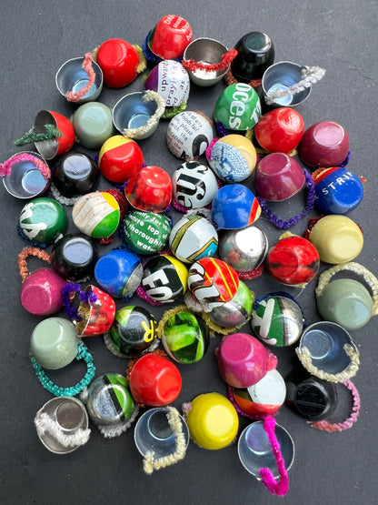 50 or 100 Tiny Tin Cups Made from Old Tin Cans...Early Recycling -