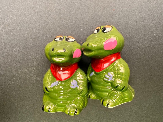 1990s Ceramic Hungry Crocoldile Salt & Pepper Set- Old Shop Stock