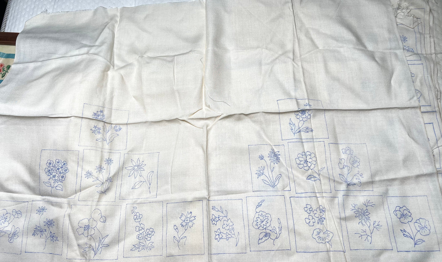 1950s Norman Hartnell "Garden Glory" Designs in Womens Day - Chair Backs, Cushion Cover, Runner and Aprons.