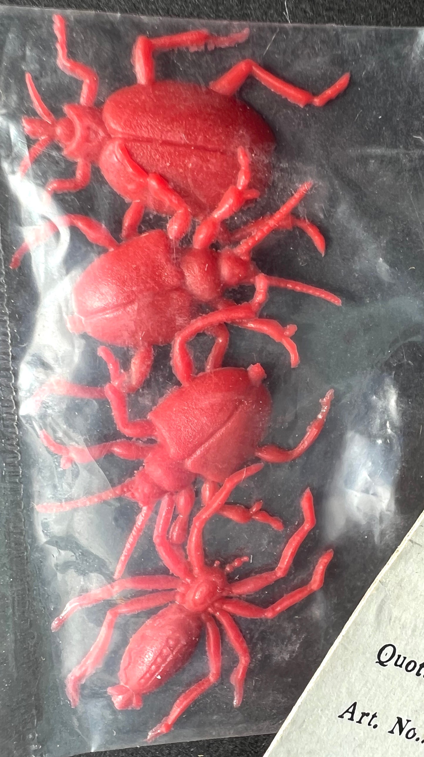 Vintage Salesman's Sample Bag of 4 Red Bugs