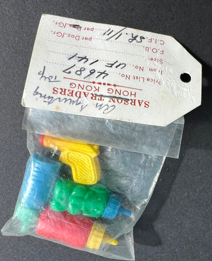 Vintage Salesman's Sample Bag of Tiny Squeezy Bottles