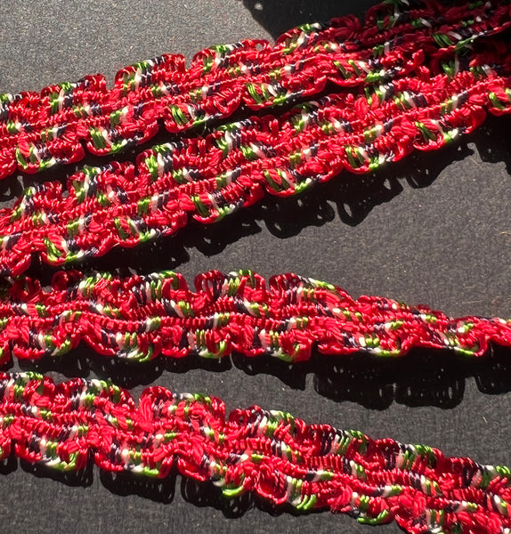 60+ Metres of Red and Green Silky Trim