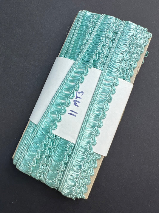 11m of Silvery Aqua Turquoise Silky Trim - 1.3cm wide.