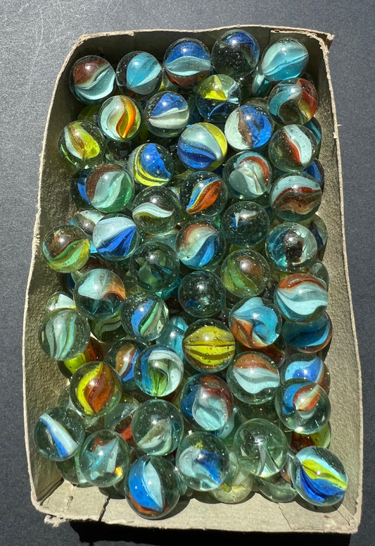 Box of 72 Vintage 1.5cm Glass Marbles