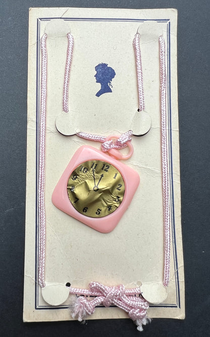 1940s Childrens Clock Necklace