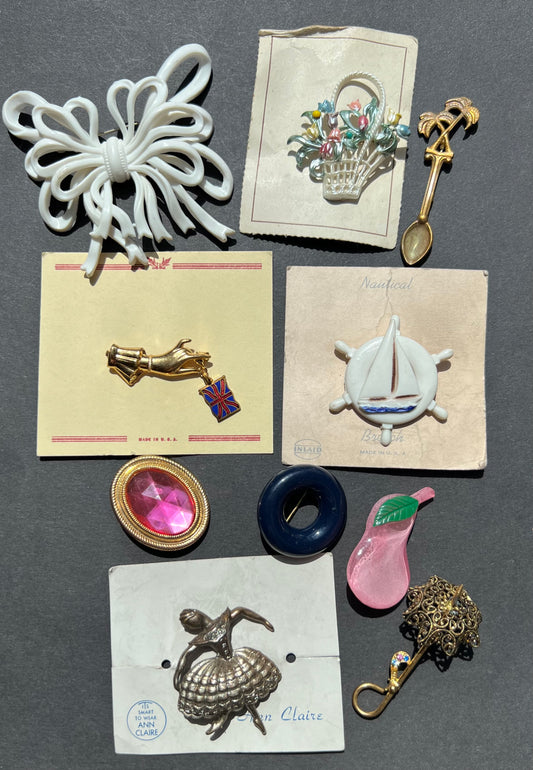 10 Vintage Brooches (with odd scuff or tarnish)