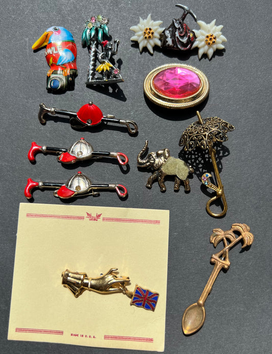 12 Vintage Brooches (with odd scuff or tarnish)