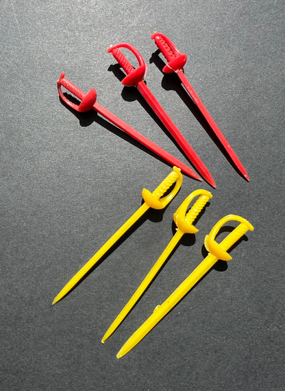 6 Glorious 1970s Sword Cocktail Sticks Made in Hong Kong