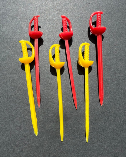 6 Glorious 1970s Sword Cocktail Sticks Made in Hong Kong