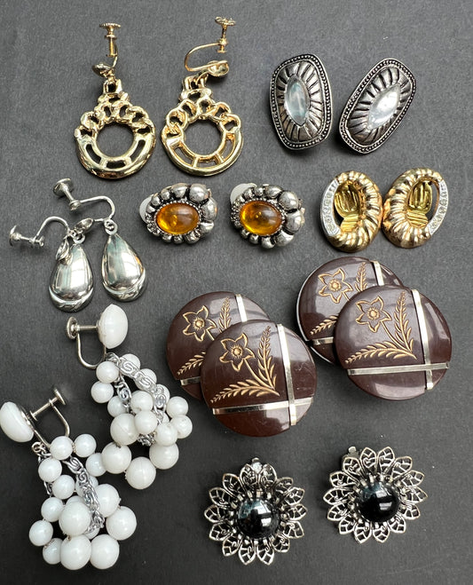 Job Lot of 8 Vintage Clip and Screw Earrings