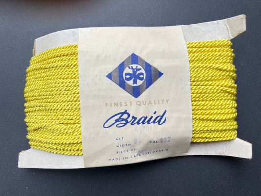 36yds Vintage Czech 3mm Yellow Cord