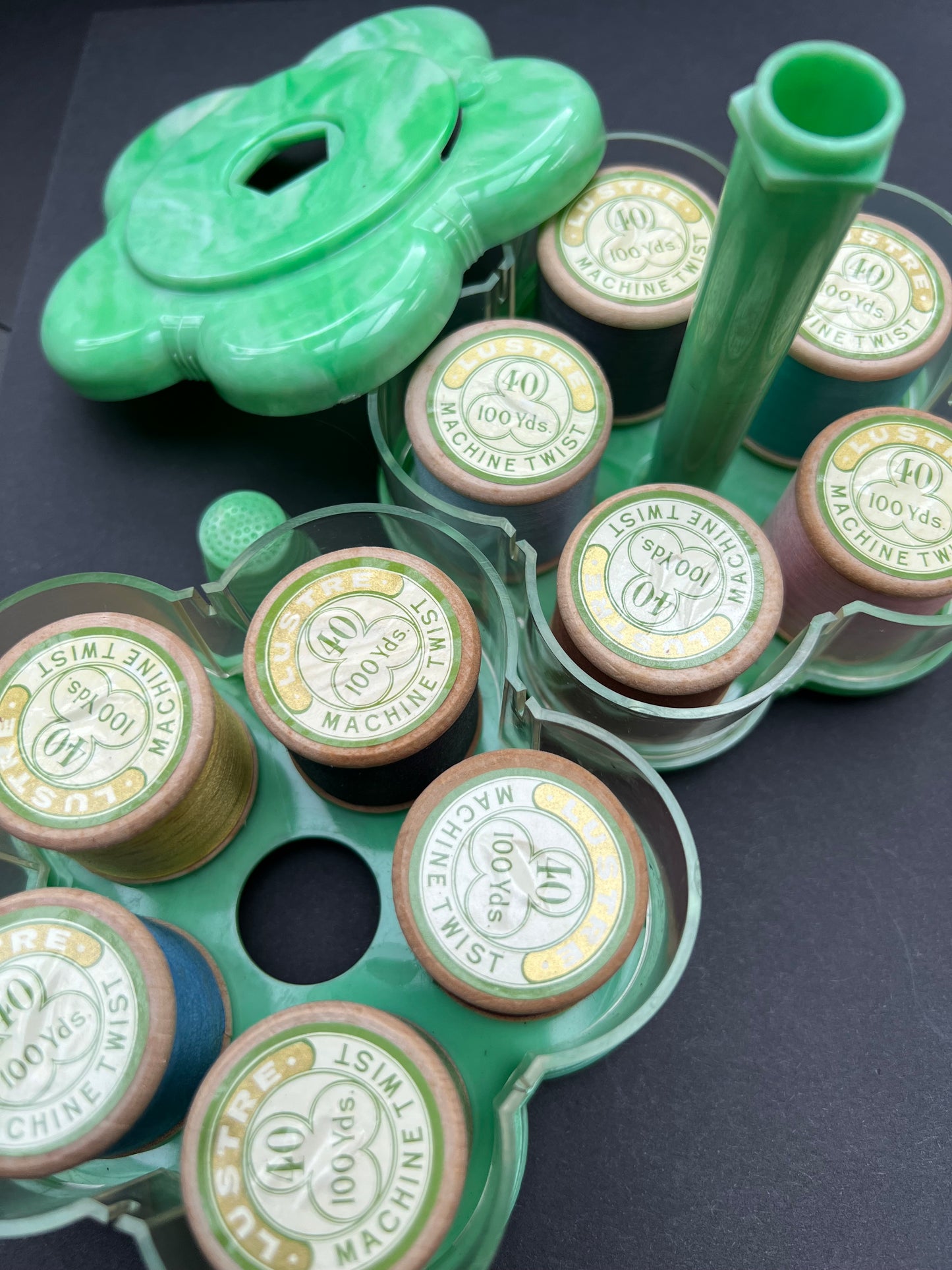 Wonderful Vintage British SEWING BOX with Thimble, Needle Holder and Optional Cotton Reels.