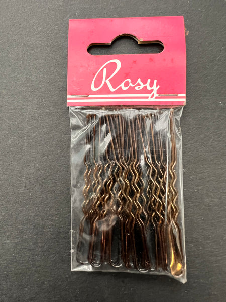 Packet of Crimped Brown 6cm Hair Pins