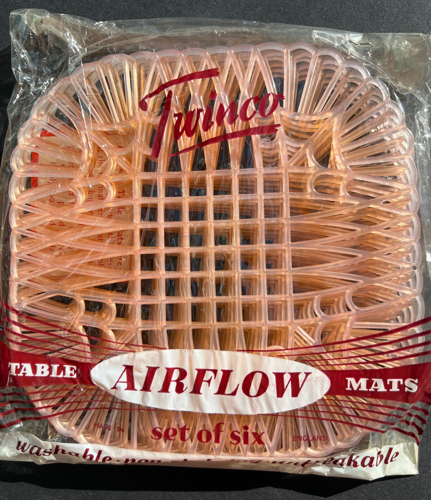 Set of Six Mid Century AIRFLOW TABLE MATS Washable-Non-staining-Unbrekable