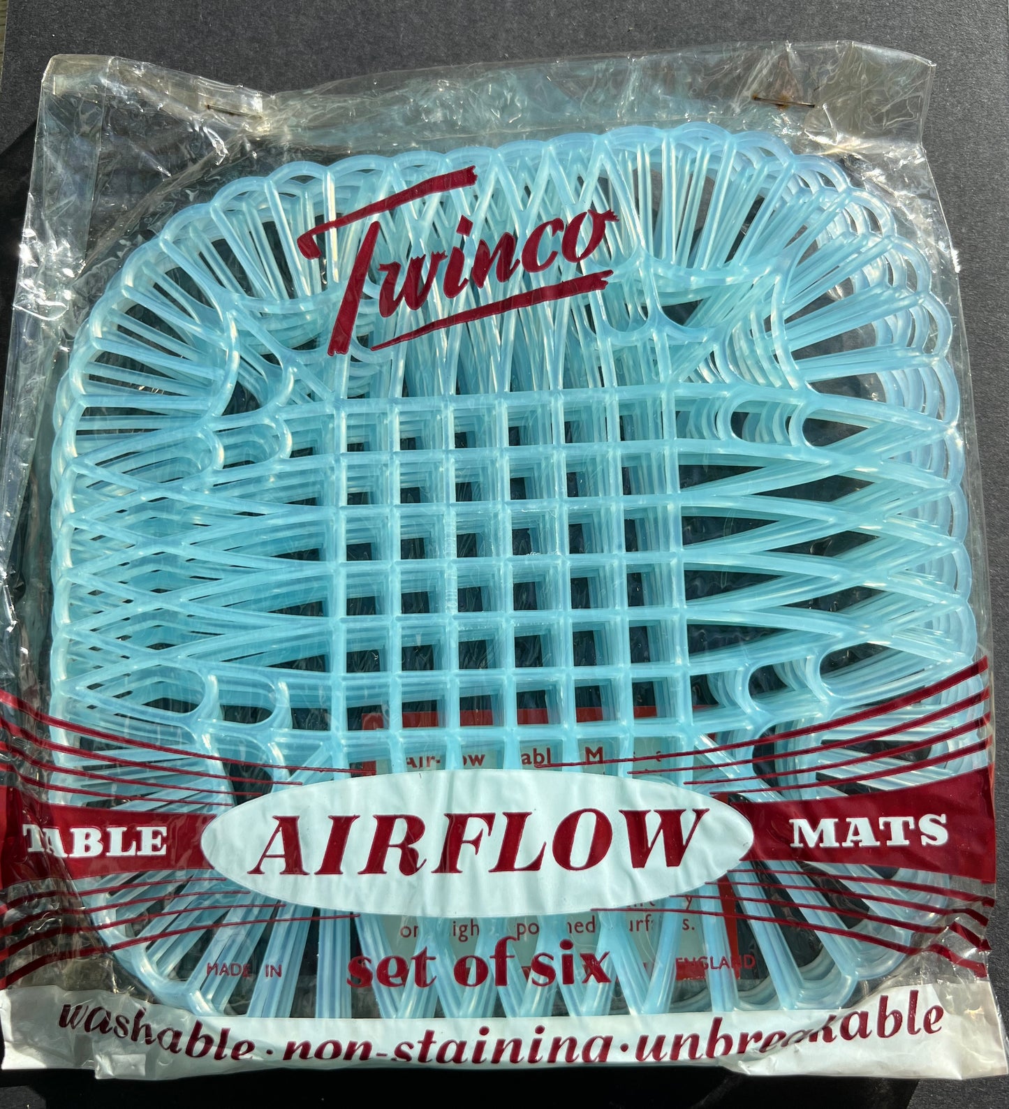 Set of Six Mid Century AIRFLOW TABLE MATS Washable-Non-staining-Unbrekable