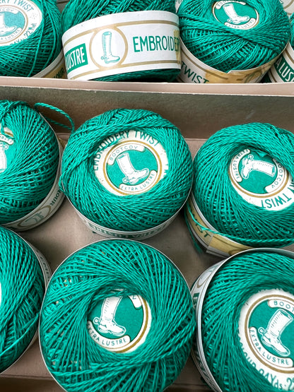 2 Boxes of Vintage Green Embroidery or Darning Thread