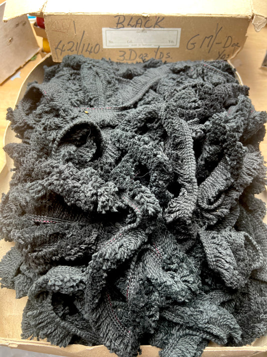 Box of 36 yds of Vintage British Black or White Thick 1" Cotton Fringing